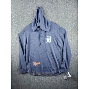 Detroit Tigers MLB Pullover Hoodie Blue White D Logo Tigers Script Men's M